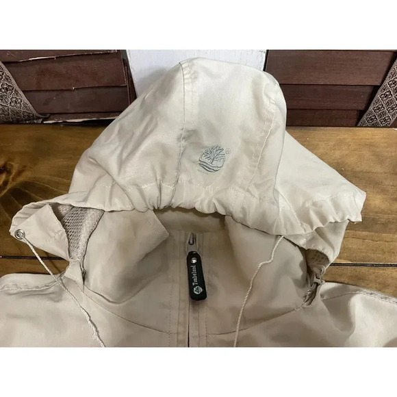 Men's Vintage TIMBERLAND Performance Waterproof Jacket Coat Beige Small/Medium - Picture 2 of 10
